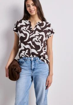 Blouse met hangende schouder en print
