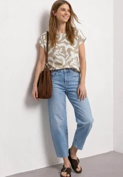 Blouse met hangende schouder en print