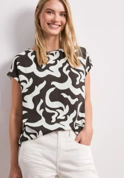 Blouse met hangende schouder en print