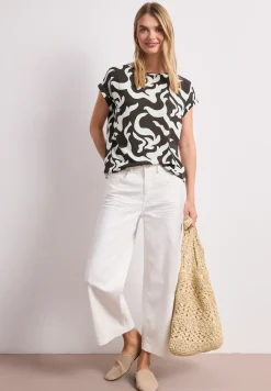 Blouse met hangende schouder en print