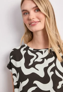 Blouse met hangende schouder en print