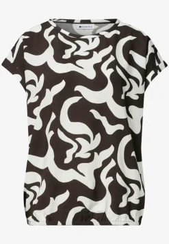 Blouse met hangende schouder en print