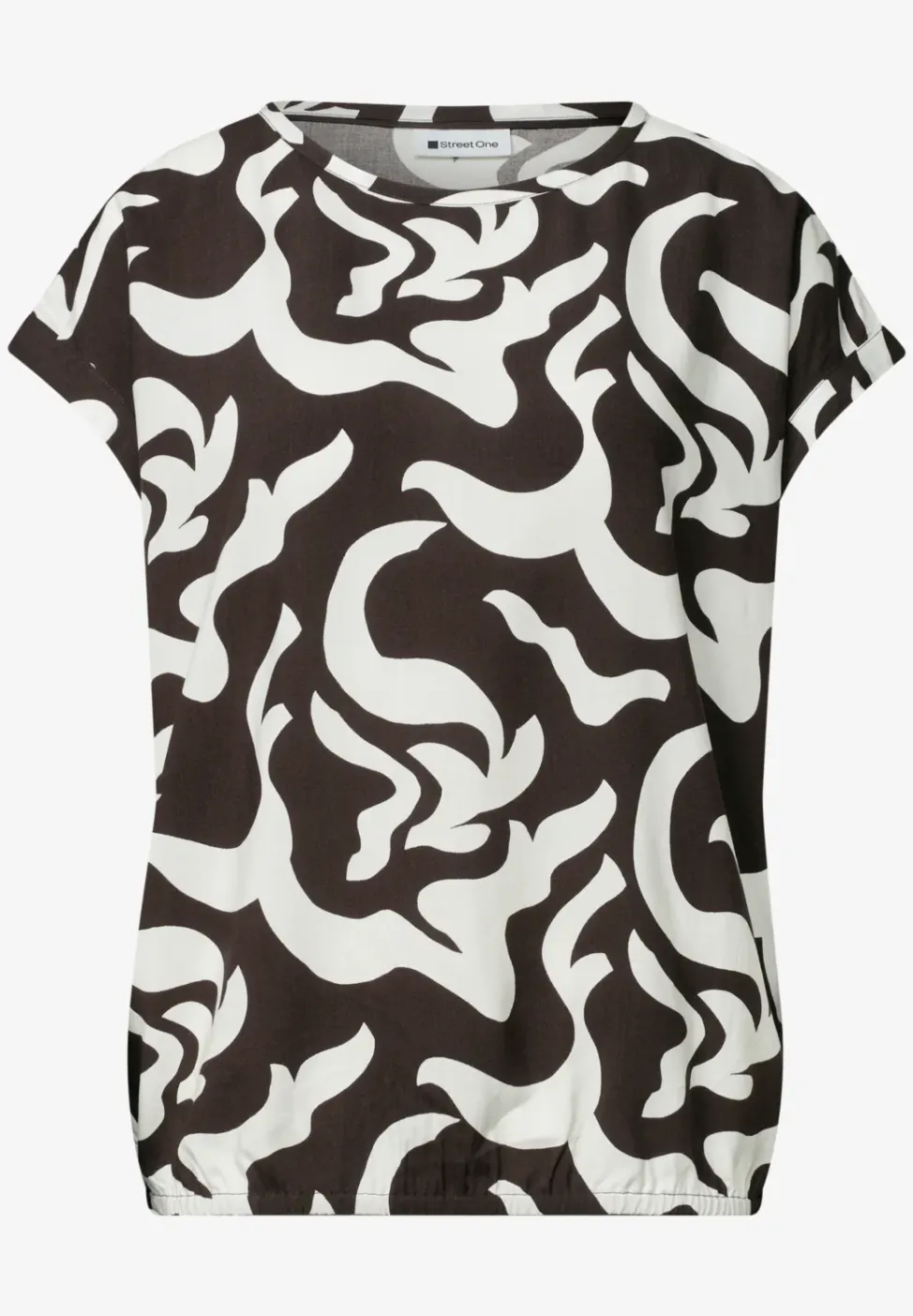 Blouse met hangende schouder en print