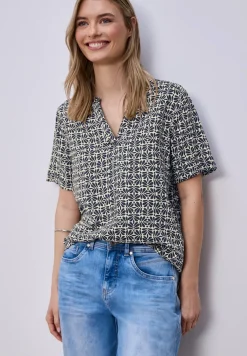 Blouse met korte mouwen en omslag