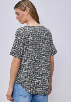 Blouse met korte mouwen en omslag