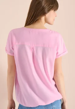 Blouse met korte mouwen en gespleten hals