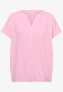 Blouse met korte mouwen en gespleten hals