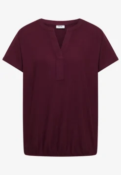 Blouse met korte mouwen en gespleten hals