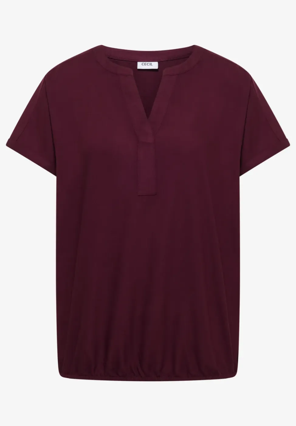 Blouse met korte mouwen en gespleten hals