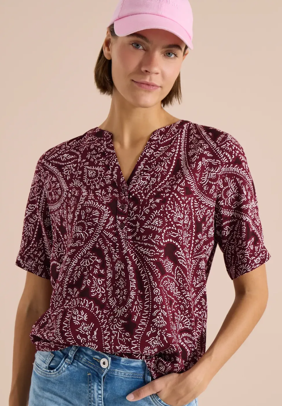 Blouse met korte mouwen en paisleyprint