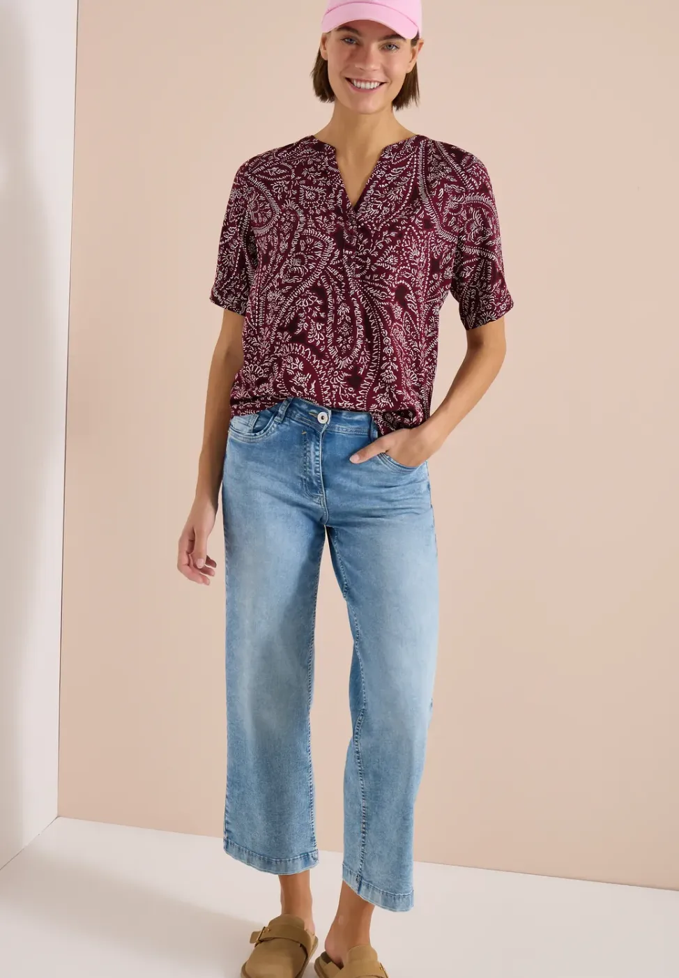 Blouse met korte mouwen en paisleyprint