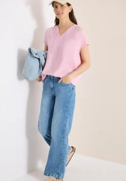 Blouse met korte mouwen en structuurmix