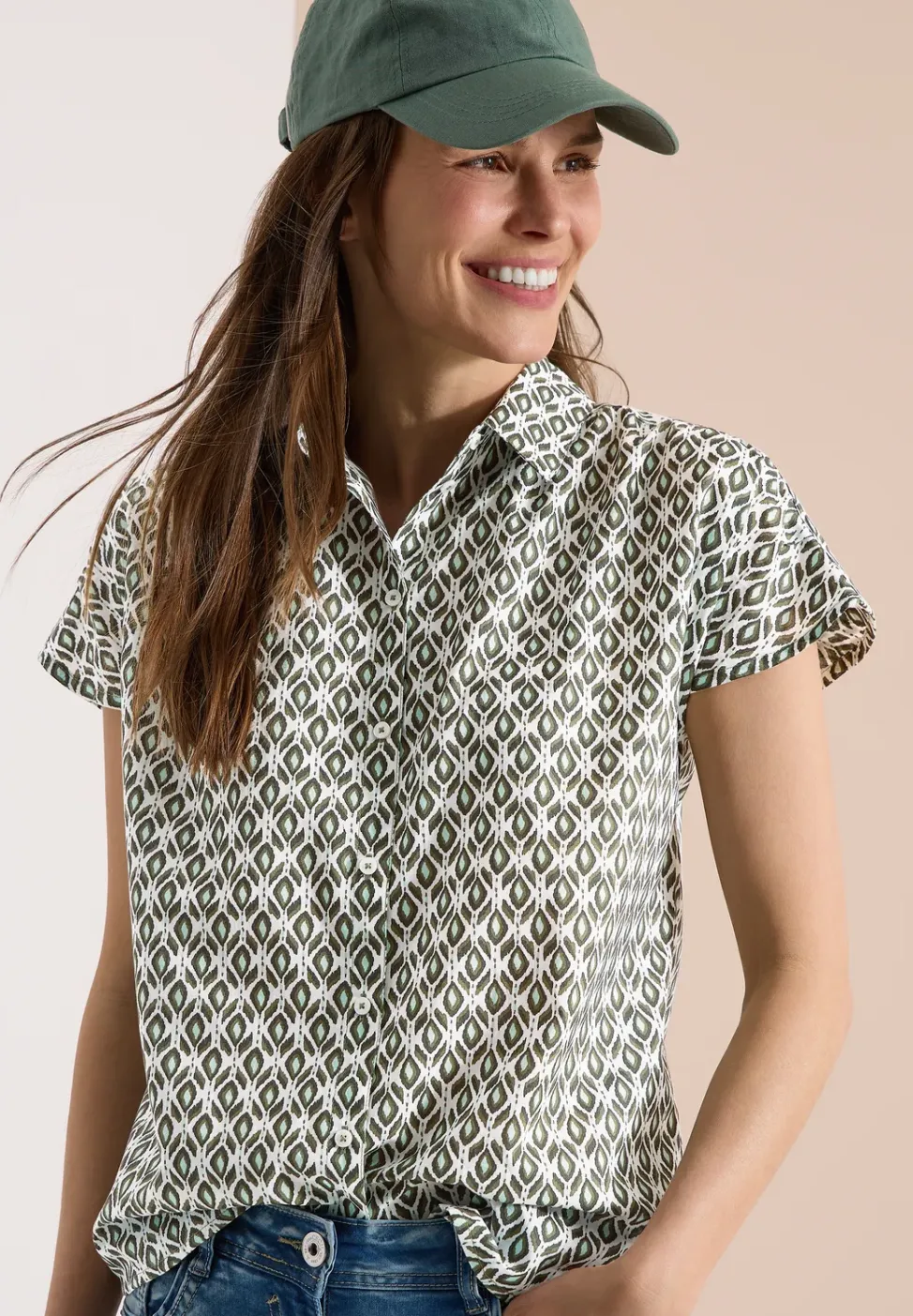 Blouse met korte mouwen en minimale print