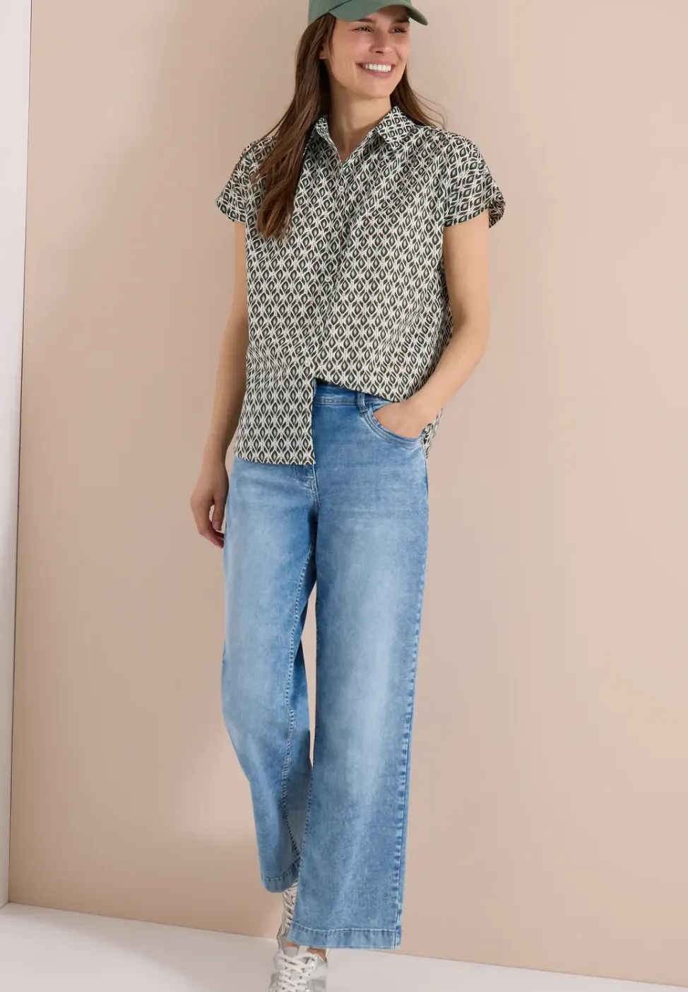 Blouse met korte mouwen en minimale print