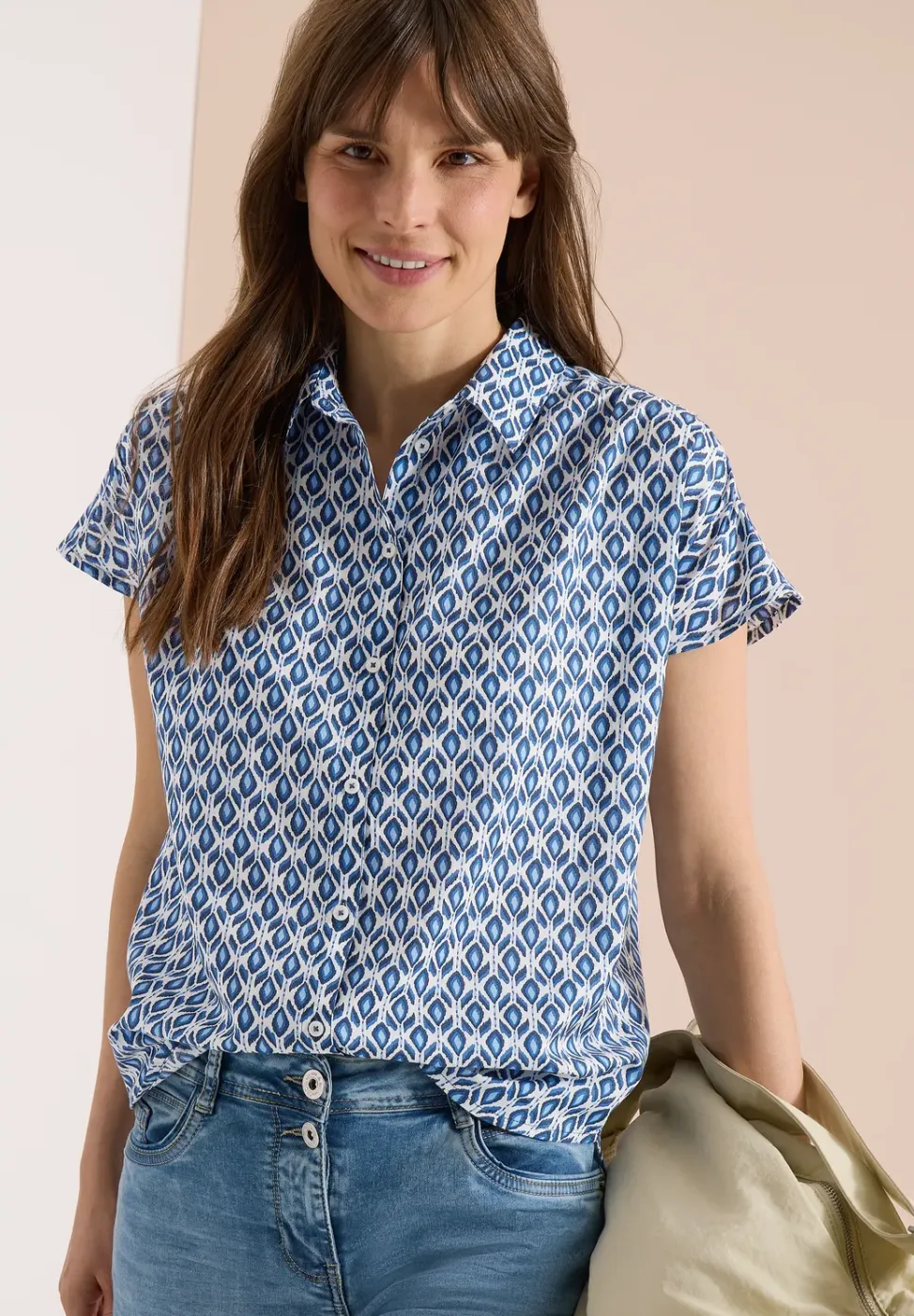 Blouse met korte mouwen en minimale print