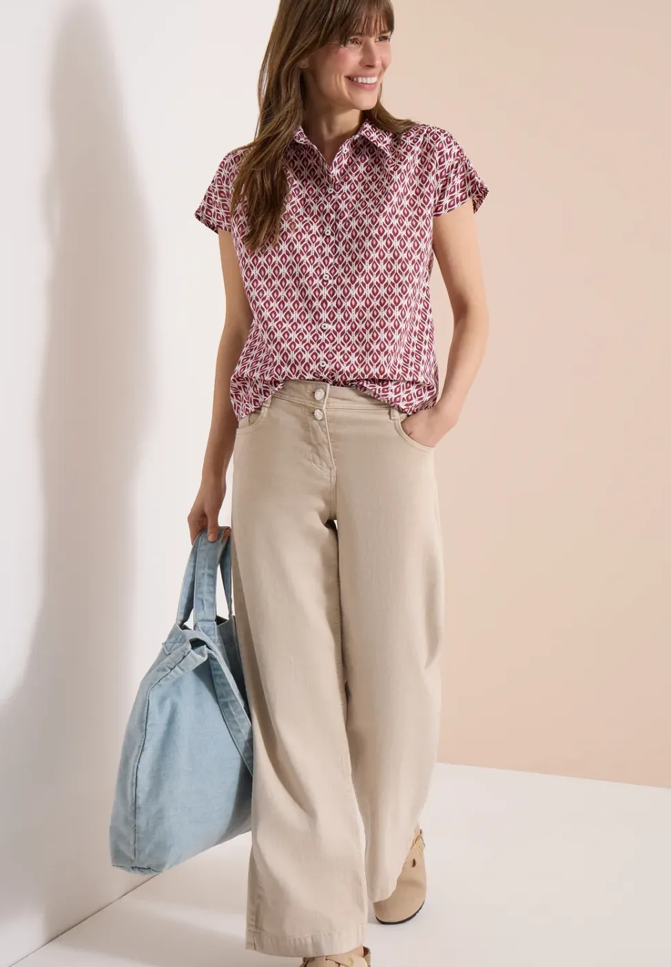 Blouse met korte mouwen en minimale print
