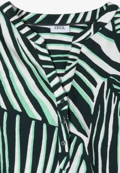Blouse met korte mouwen, gespleten hals en print