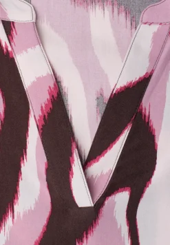Blouse met korte mouwen, gespleten hals en print