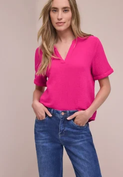 Blouse met korte mouwen in mousseline kwaliteit