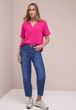 Blouse met korte mouwen in mousseline kwaliteit