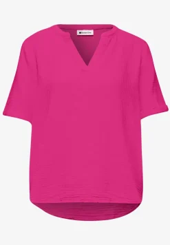 Blouse met korte mouwen in mousseline kwaliteit