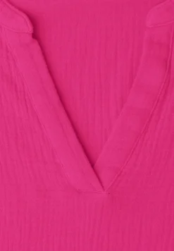 Blouse met korte mouwen in mousseline kwaliteit