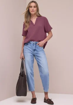 Blouse met korte mouwen in mousseline kwaliteit