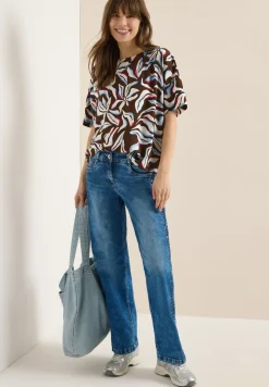 Blouse met korte mouwen, print en knopen