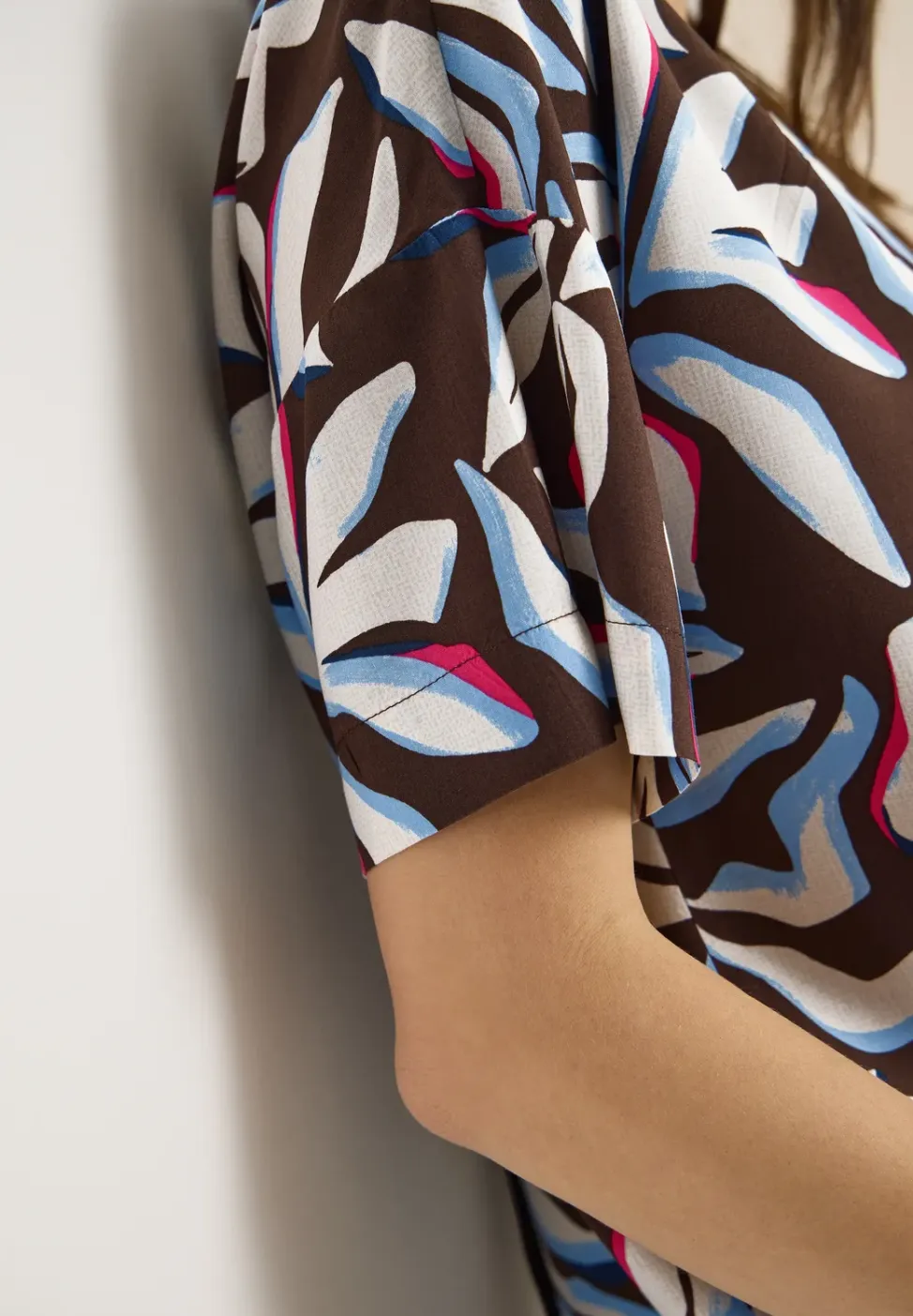 Blouse met korte mouwen, print en knopen