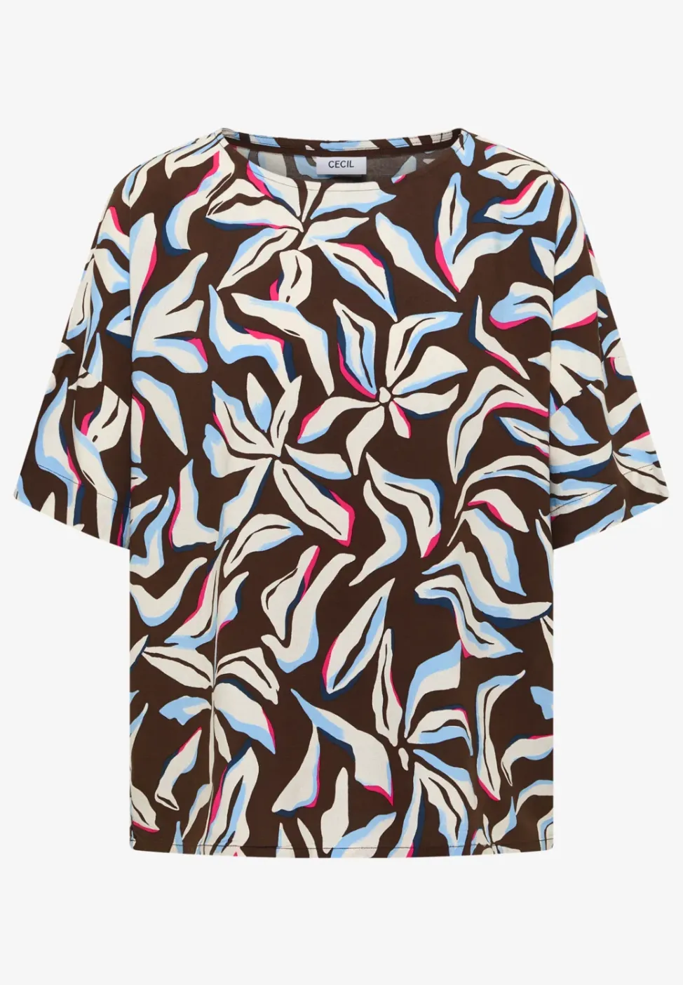 Blouse met korte mouwen, print en knopen