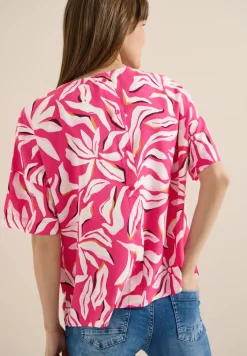 Blouse met korte mouwen, print en knopen