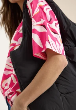 Blouse met korte mouwen, print en knopen