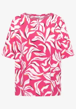 Blouse met korte mouwen, print en knopen