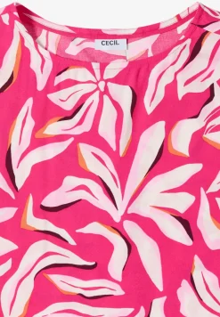 Blouse met korte mouwen, print en knopen