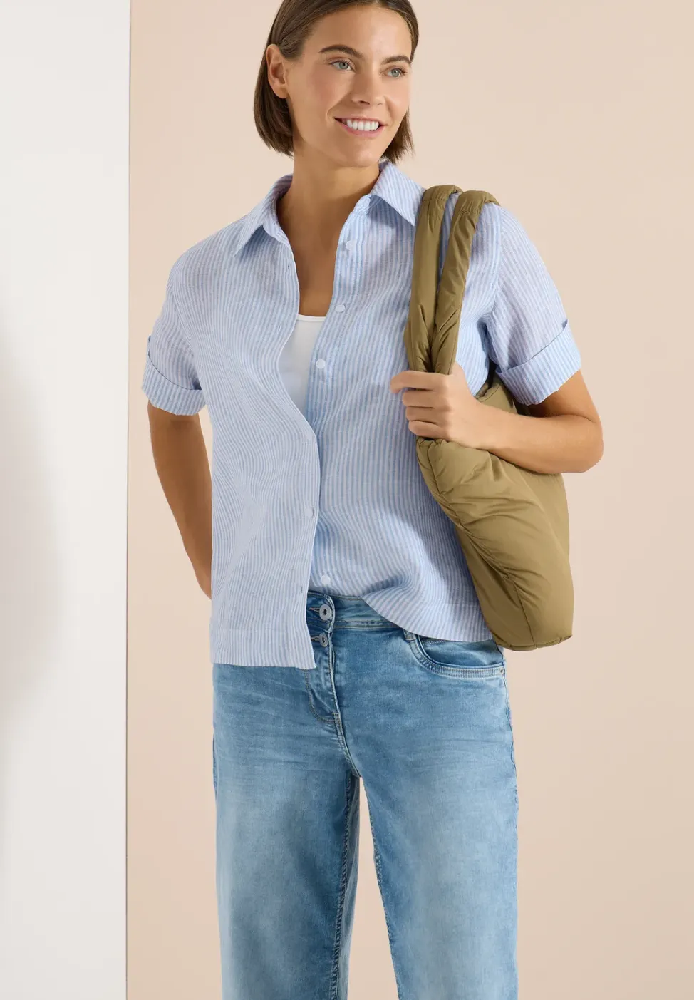 Blouse met korte mouwen van puur linnen