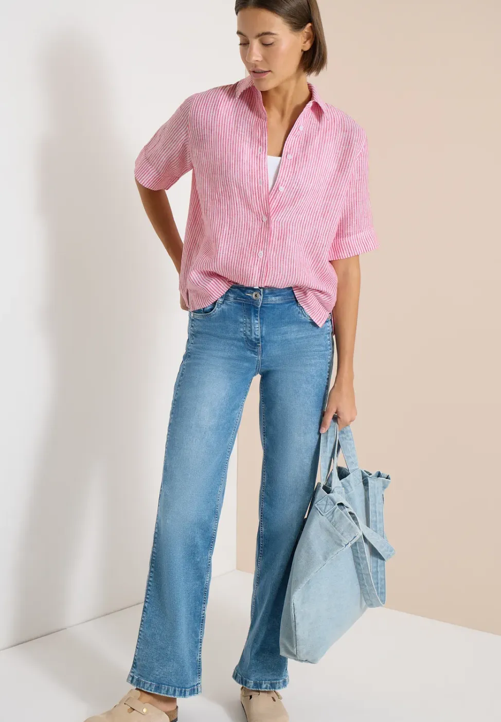 Blouse met korte mouwen van puur linnen