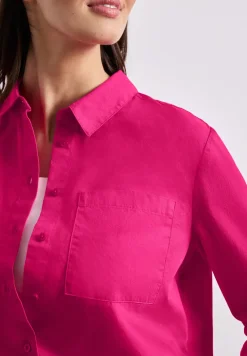 Blouse met lange mouwen en overhemdkraag in keperstof