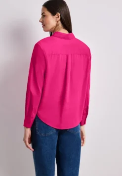 Blouse met lange mouwen en overhemdkraag in keperstof