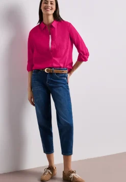Blouse met lange mouwen en overhemdkraag in keperstof