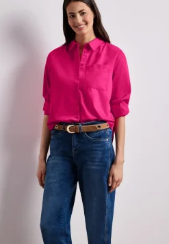 Blouse met lange mouwen en overhemdkraag in keperstof