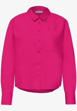 Blouse met lange mouwen en overhemdkraag in keperstof