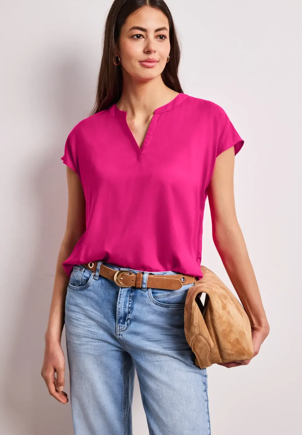 Blouse met losse schouders en gespleten hals