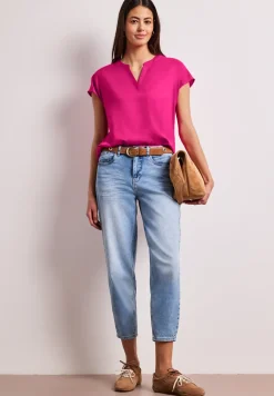 Blouse met losse schouders en gespleten hals