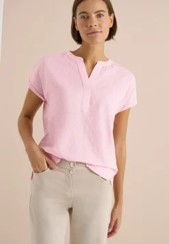 Blouse met overhangende schouders in seersucker kwaliteit