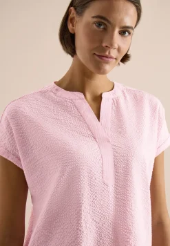 Blouse met overhangende schouders in seersucker kwaliteit