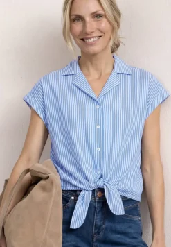 Blouse met overhangende schouders en bowlingkraag
