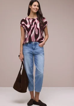 Blouse met overhangende schouders en getapete details