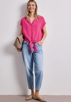 Blouse met overhangende schouders en bowlingkraag