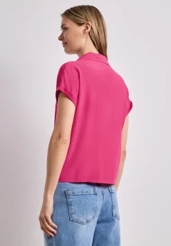 Blouse met overhangende schouders en bowlingkraag