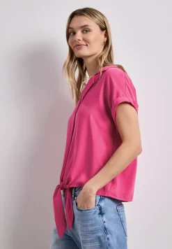 Blouse met overhangende schouders en bowlingkraag
